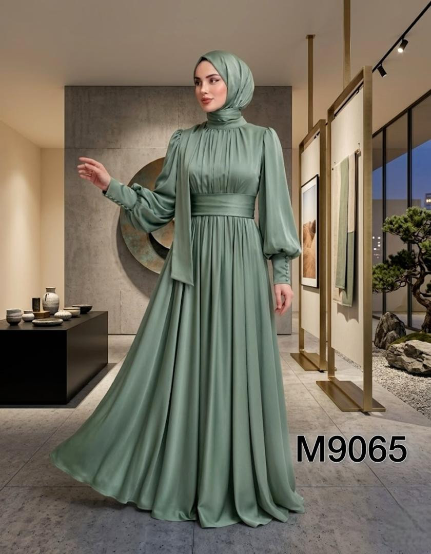 M9065 Royal dress in Zara satin Fabric - Hover