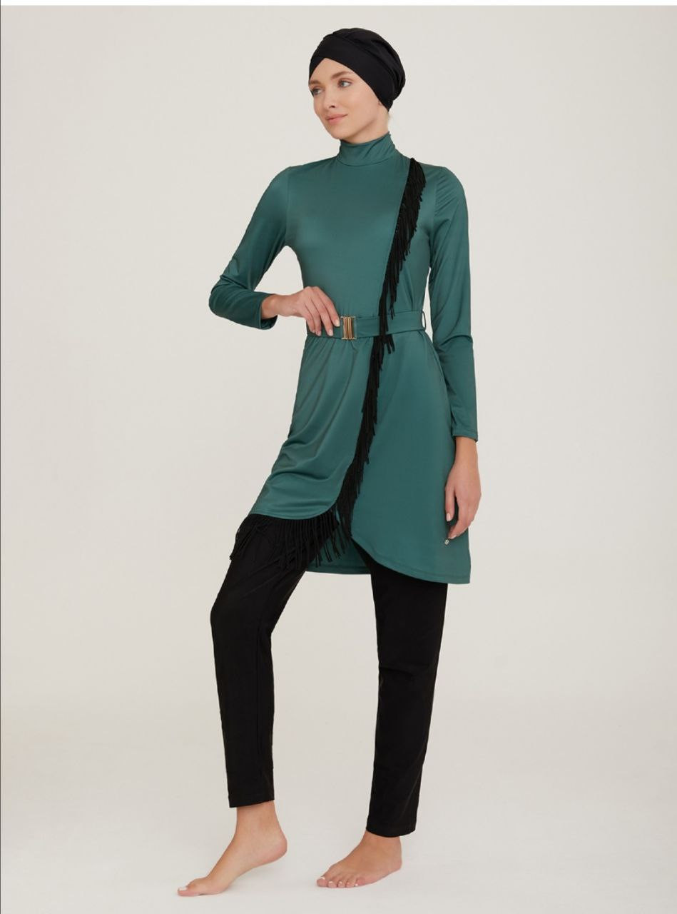 Green simple swimsuit - Hover