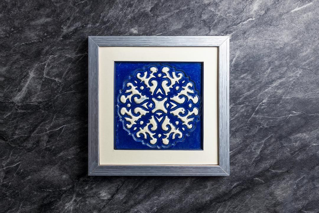 Squared blue art wall