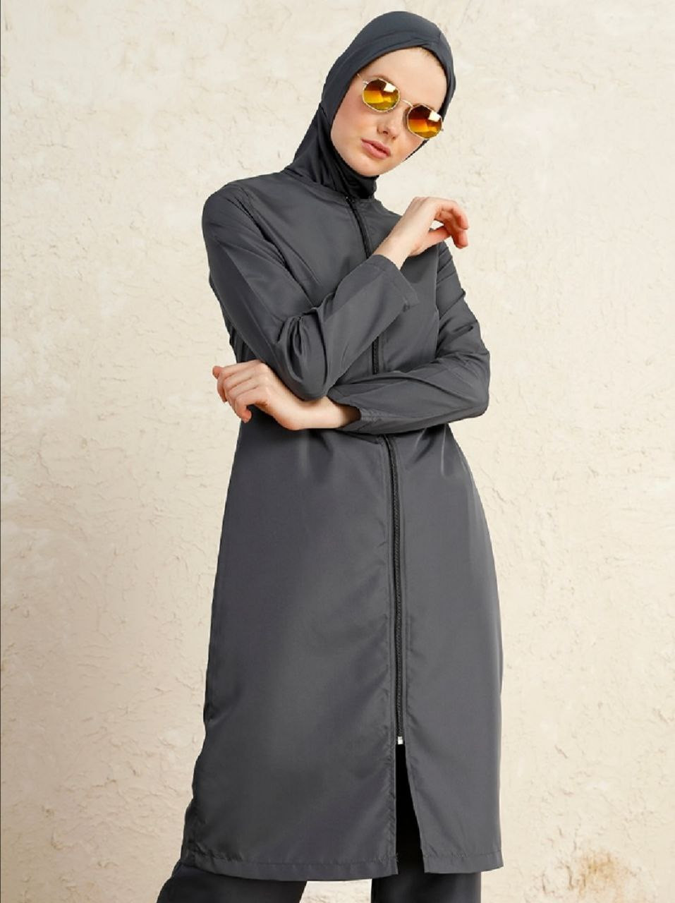 Gray simple swimsuit - Hover