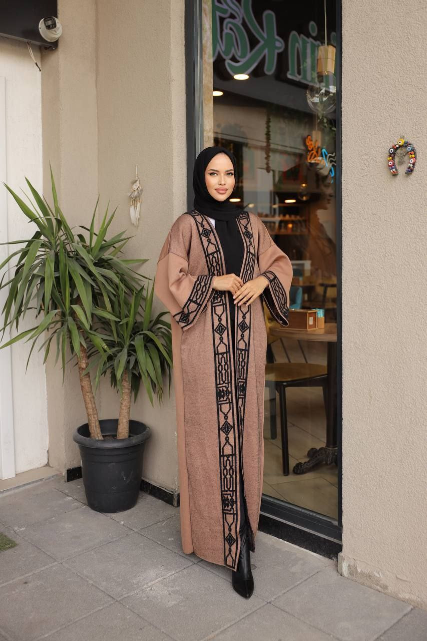 black pattern triko abaya