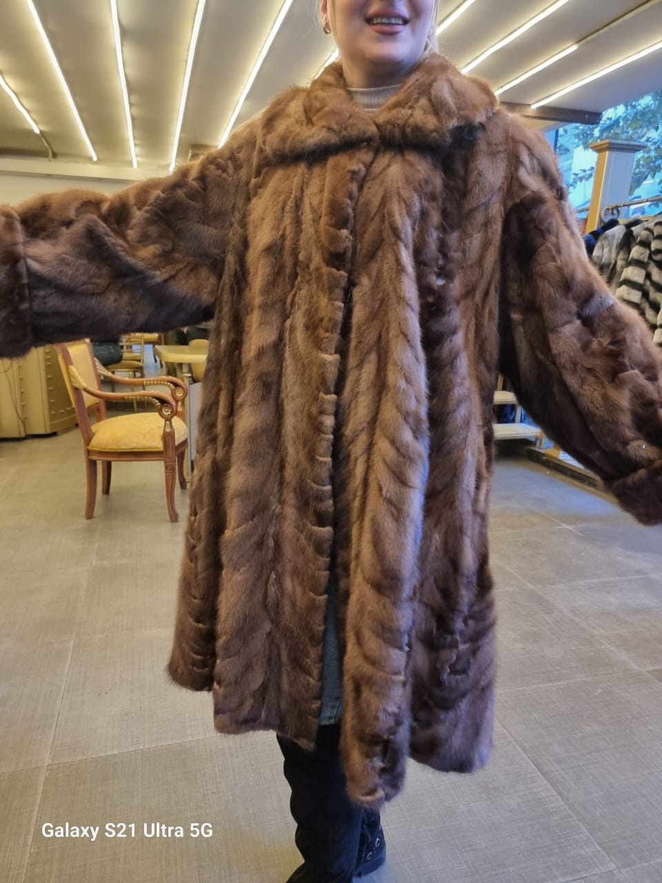 Natural Mink Fur Coat ( 115 cm)