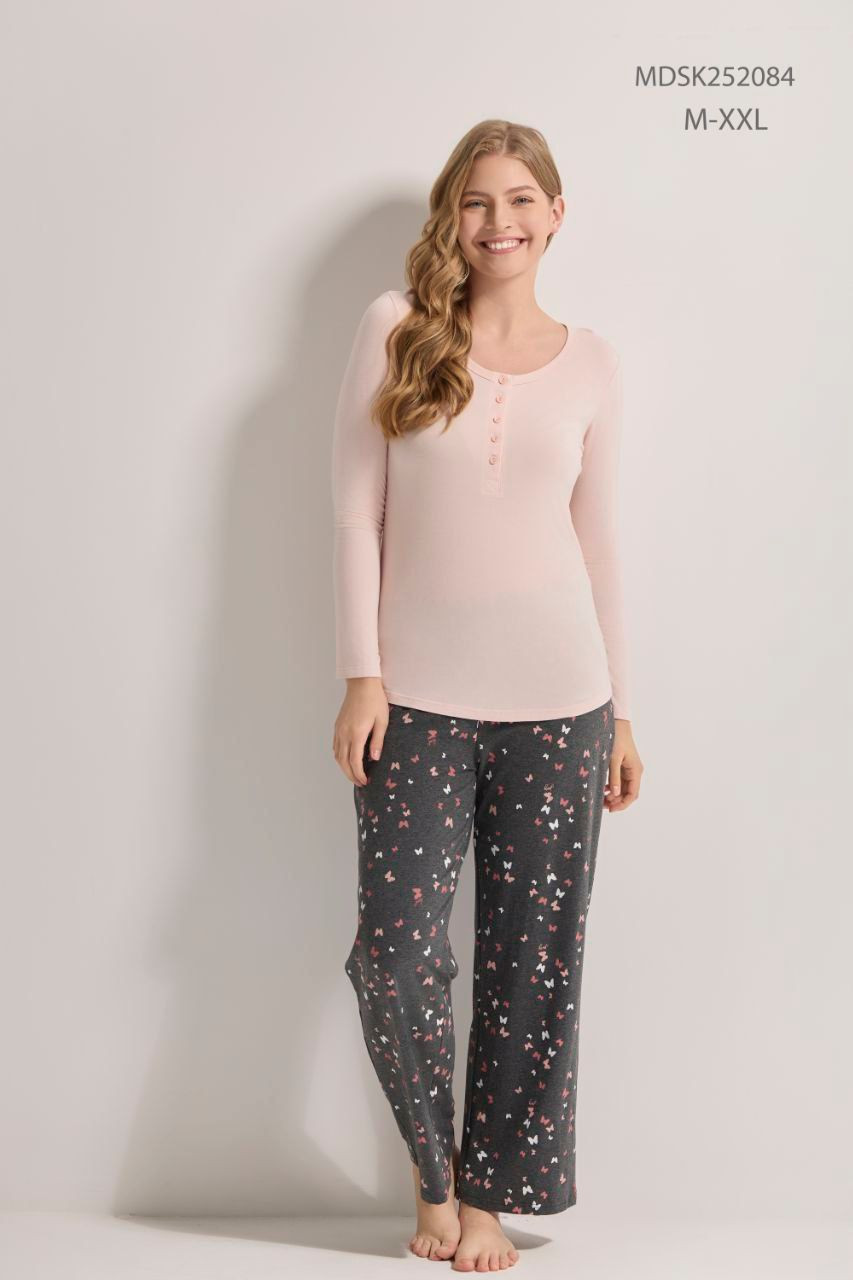 butterfly printed pants pajama set