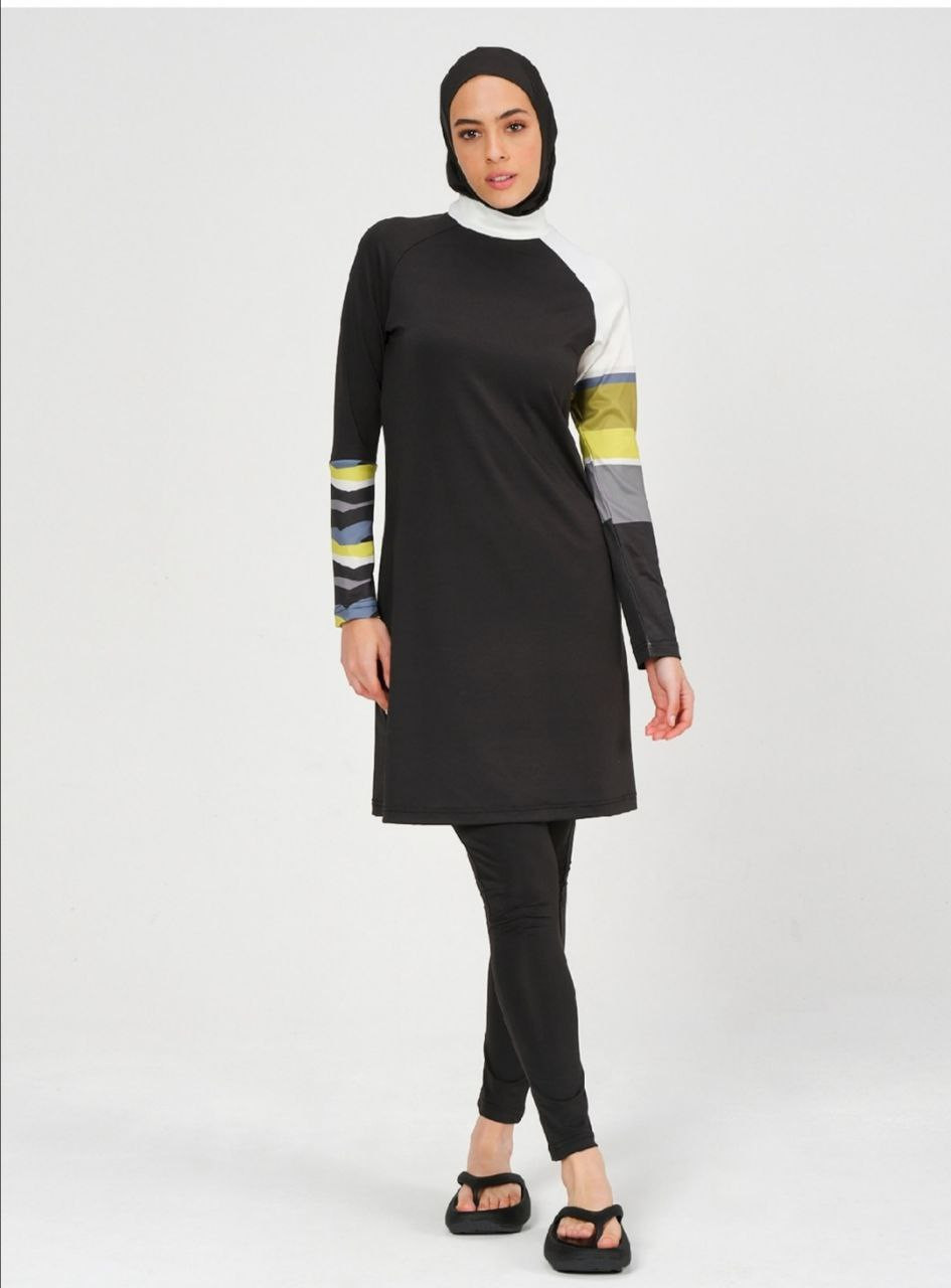 Colorful sleeves swimsuit - Hover