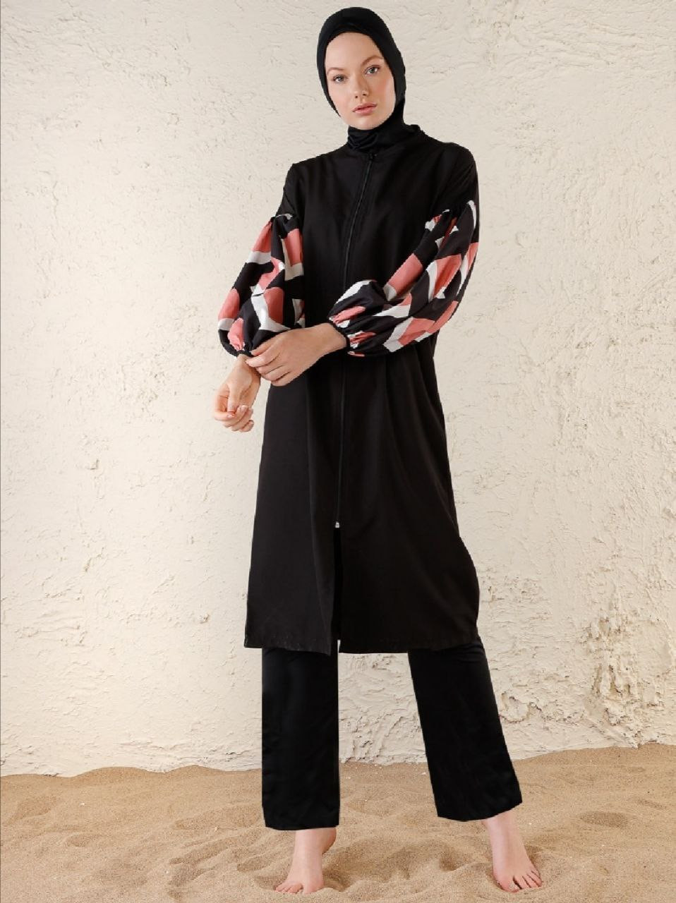 Colourful sleeves swimsuit