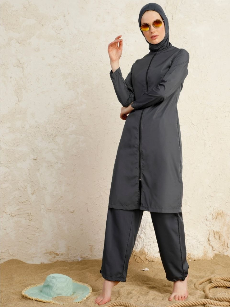 Gray simple swimsuit