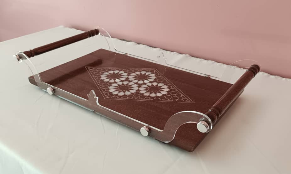 Modern tray wood and plexiglass