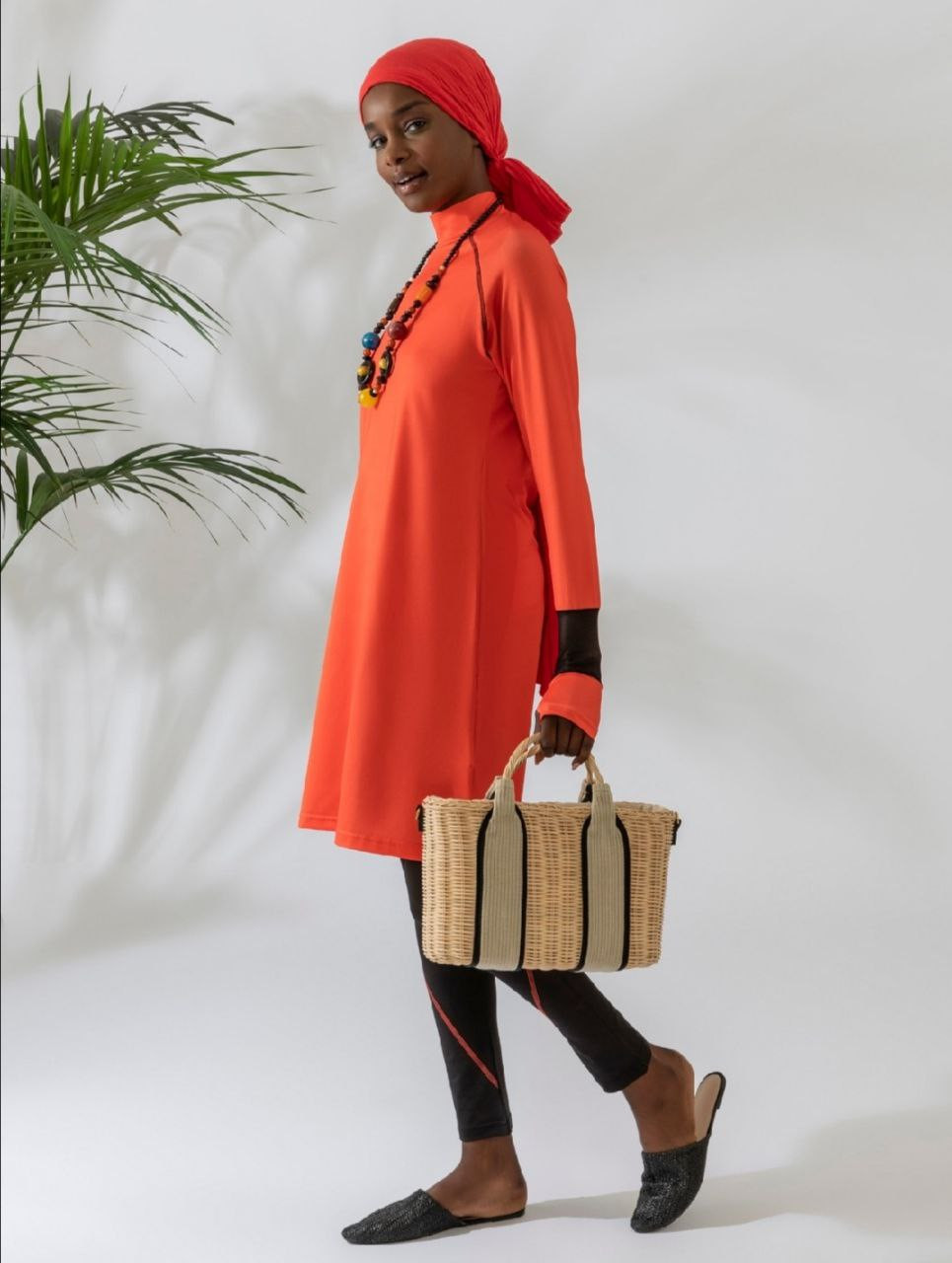 Simple orange swimsuit