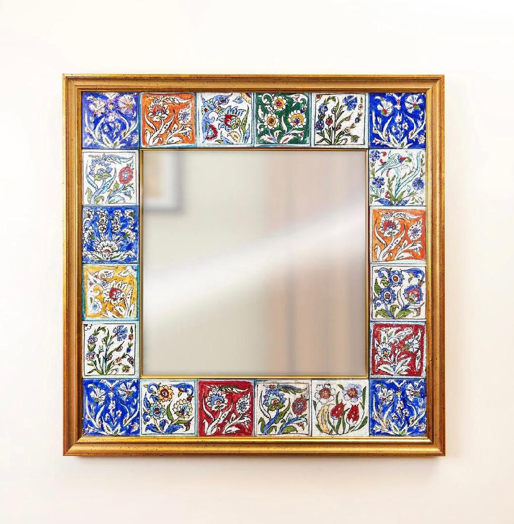Frilled tiles mirror