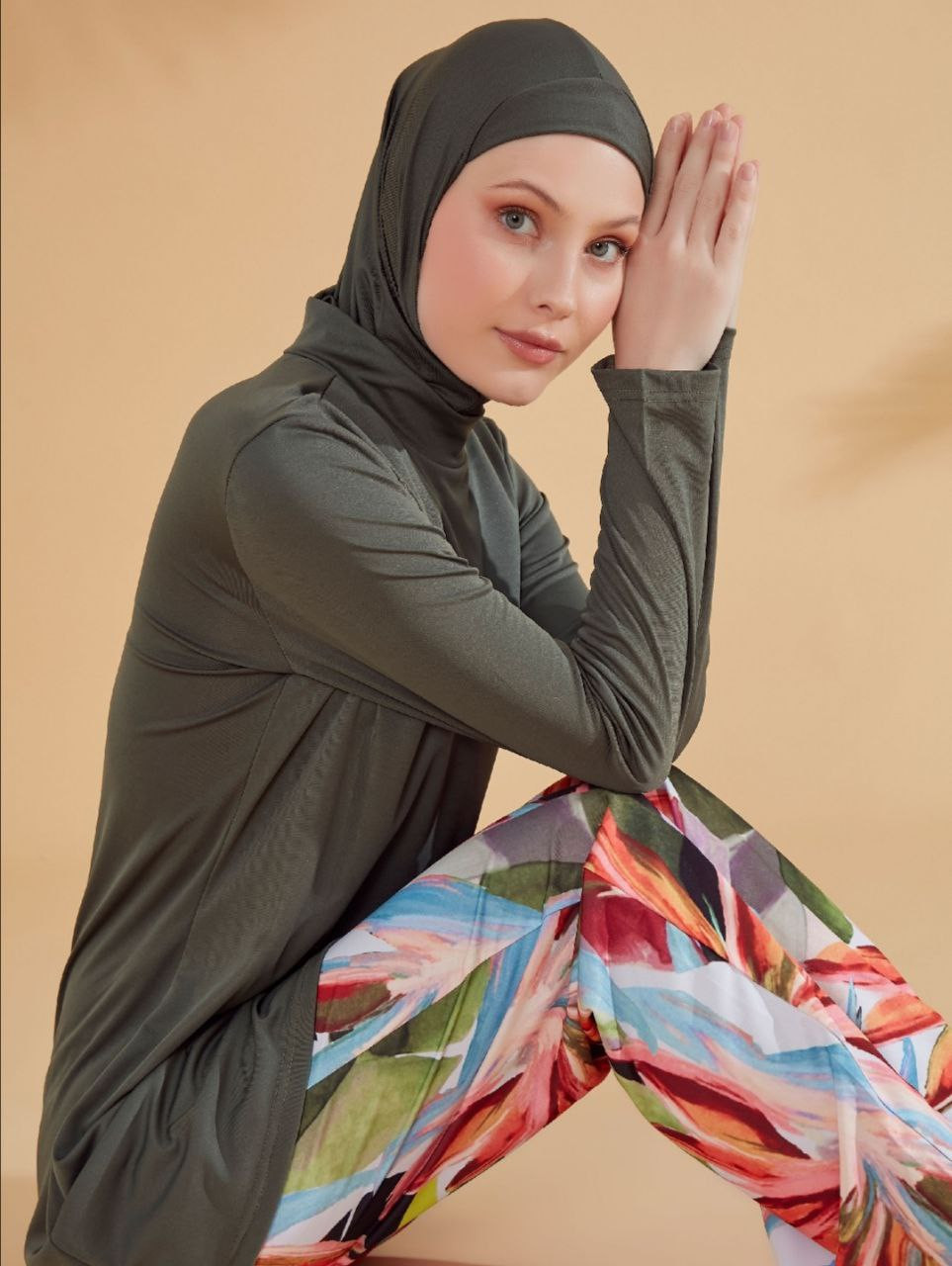 Swimsuit with colourful pants