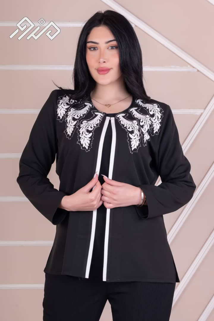 white edges blazer with a sleeveless shirt ( no pants) - Hover